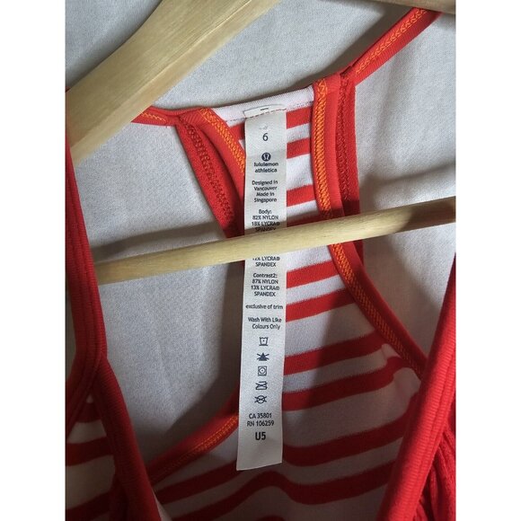 Lululemon No Limits TankLove Red / Twin Stripe Love Red- SIZE 6- NEW with Tags - Picture 4 of 8